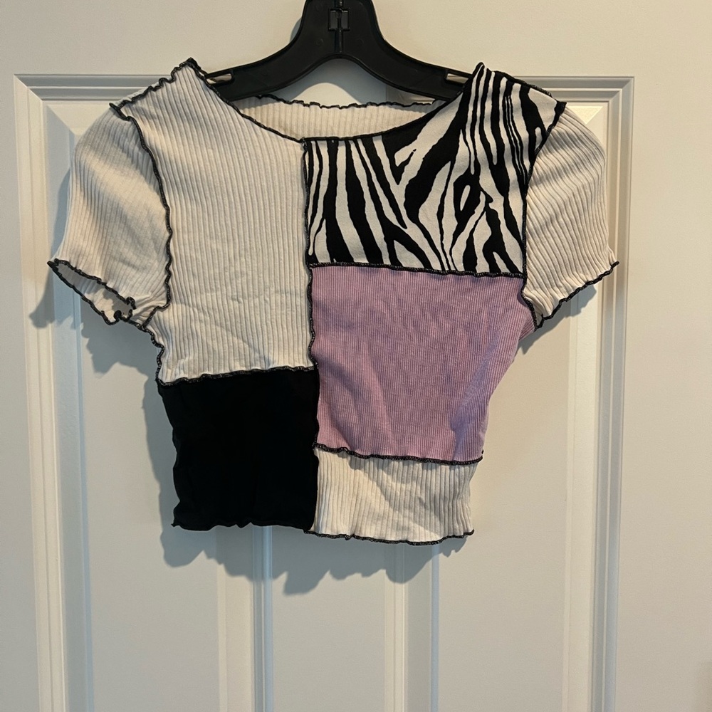 SHEIN Multicolor Patchwork Crop Top